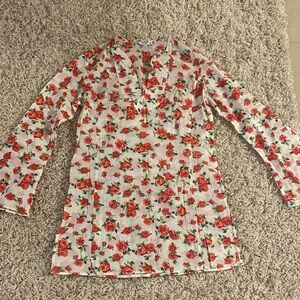 Shoshanna Swimwear Red and Green Floral Top size M